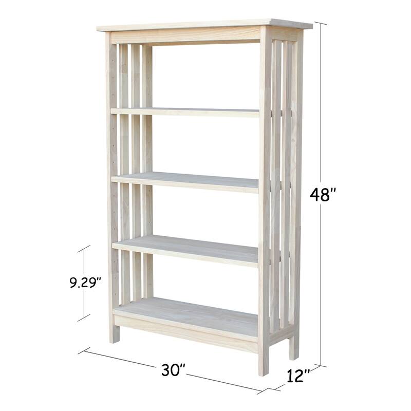 Unfinished Hardwood 3-shelf Mission Style Unit