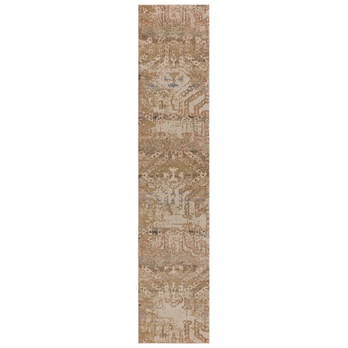 Nikki Chu Yarden Medallion Tan/ Grey Area Rug - 2' 6" x 12'