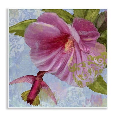 Stupell Hummingbird & Purple Poppy Wall Plaque Art Design By Sasha