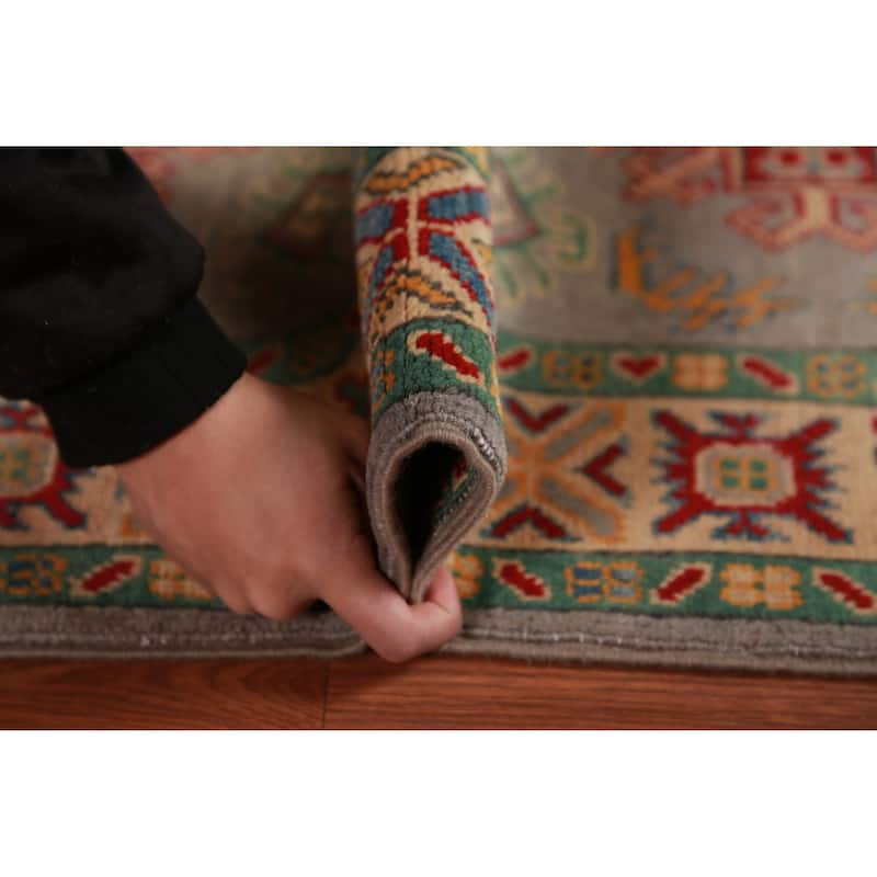 Geometric Kazak Accent Rug Handmade Wool Carpet - 2'10"x 4'2"