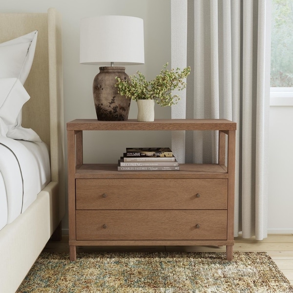 Gemma Two-drawer Oversized Nightstand by East at Main - Bed Bath