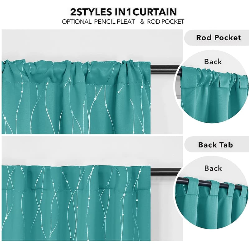 Deconovo Back Tab Silver Lines with Dots Curtain Panel Pairs(2 Panel)
