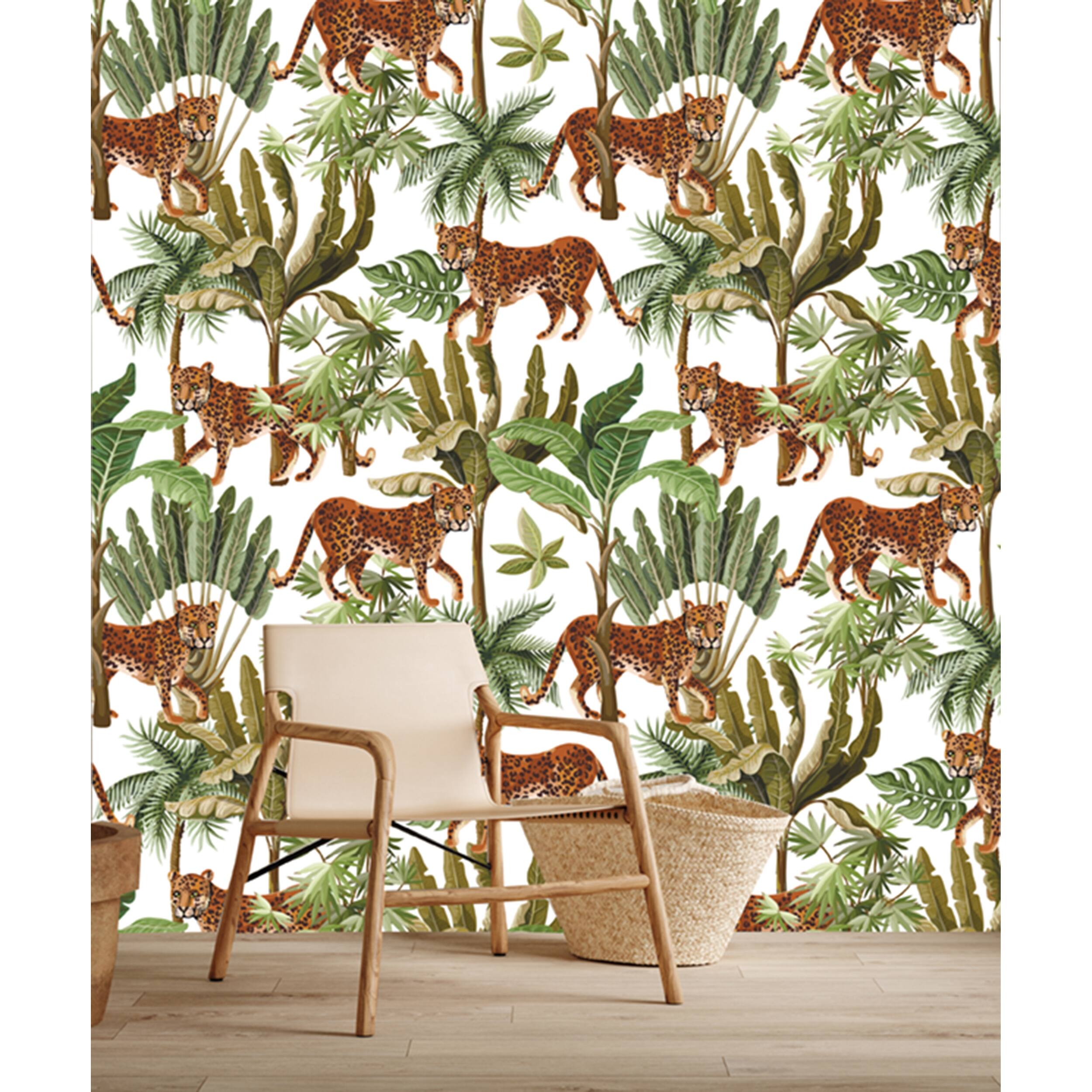 Wild Leopard Exotic Trees Peel and Stick Wallpaper 24'' W x 10' L