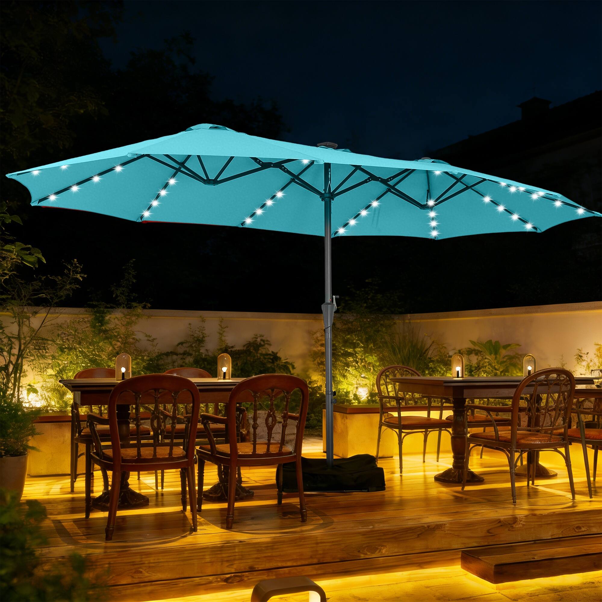 green lighted patio umbrella Sunnyglade 9' Solar LED with 8 Ribs/Tilt Adjustment and Crank Lift System (Grass Green) : Patio, Lawn & Garden Evenings with your friends and family will become a bit brighter and more whimsical with the addition of a patio umbrella with LED lighting Sonkuki 11 ft. Solar LED