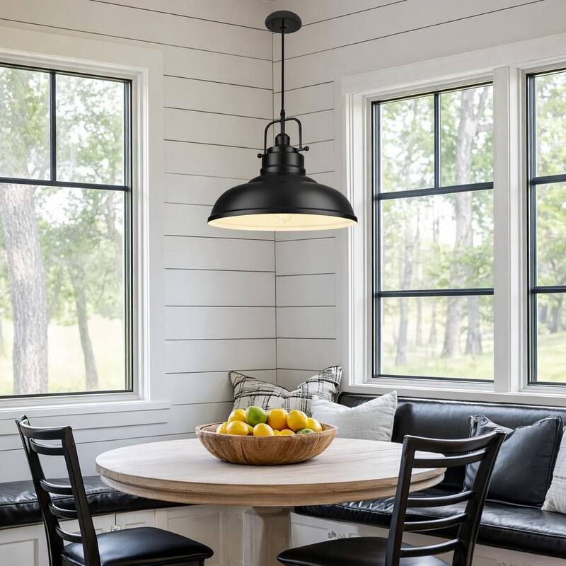 1-Light Industrial Farmhouse Metal Dome Pendant Light, Oil Rubbed Bronze Finish