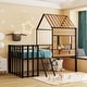 preview thumbnail 16 of 37, Metal House Bunk Bed with Roof and Guardrails, Twin Size