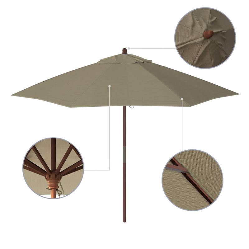 California Umbrella 9-ft. Round Marenti Wood-framed Olefin Patio Umbrella (No Base)