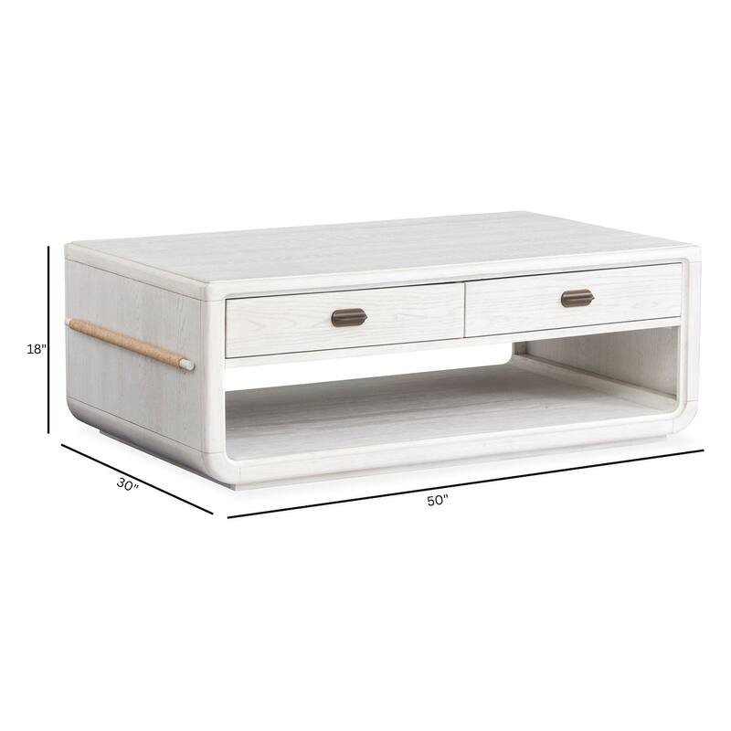 Magnussen Home Sunset Cove Moonlight Pearl Rectangular Cocktail Table with Casters - 50''W x 30''D x 18''H