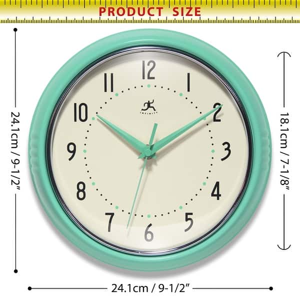 dimension image slide 28 of 29, Infinity Instruments Round Retro Kitchen Wall Clock by Infinity Instruments