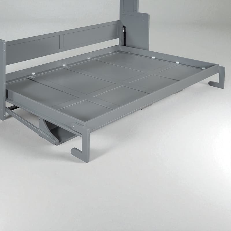 Full/Queen Murphy Wall Bed with Desk, Hydraulic Lift, 600 lb Capacity, 10 in Mattress, Space-Saving Home Office