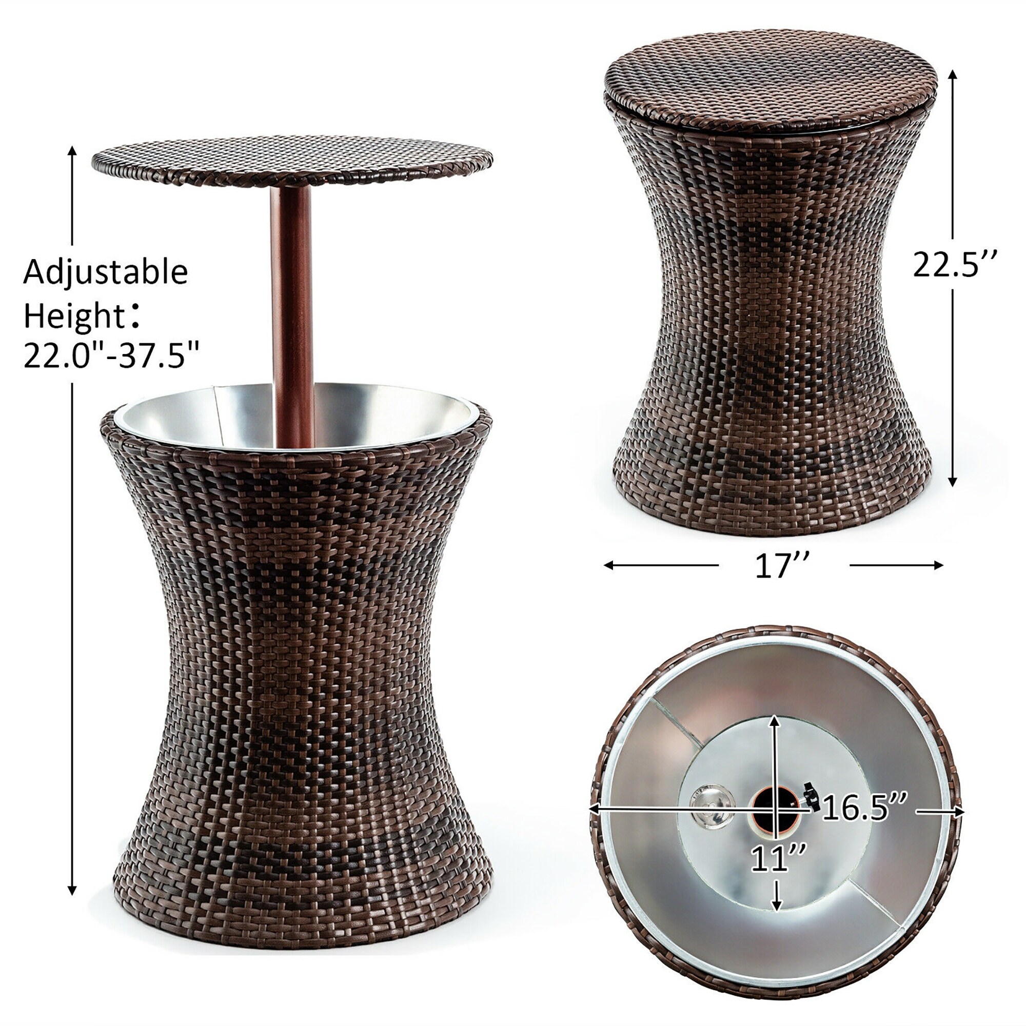 Shining Adjustable Outdoor Patio Rattan Ice Cooler Cool Bar Table Party Deck Pool Shining Adjustable Outdoor Patio Rattan Ice Cooler Cool Bar Table Party Deck Pool