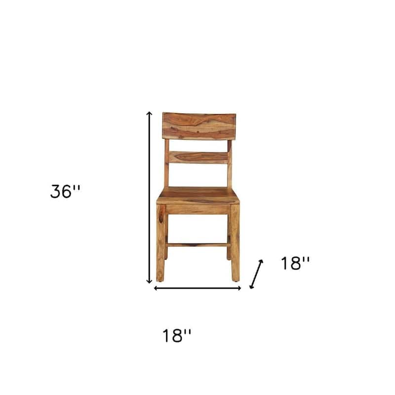 HomeRoots Set of Two Brown Solid Wood Ladder Back Dining Side Chairs - 18.00 in. x 36.00 in. x 18.00 in.