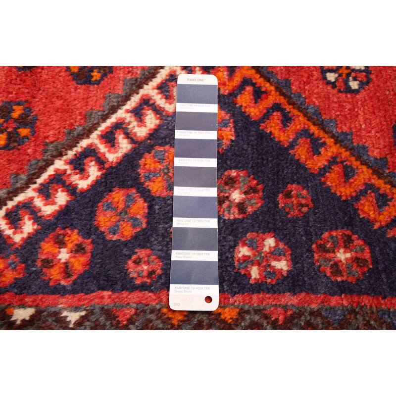 ECARPETGALLERY Hand-knotted Melis Vintage Dark Navy, Red Wool Rug - 4'5 x 10'8