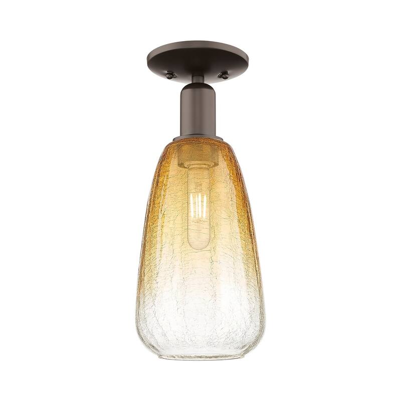 Innovations Lighting 716-1C-15-6 Brookhaven Almond Semi-Flush - Oil Rubbed Bronze / Amber