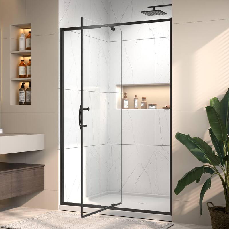 Modland 48"x71" Pivot Swing Semi-Frameless Shower Door with 1/4" Tempered Clear Glass