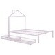 preview thumbnail 5 of 7, Full Size Metal Platform Bed,House-Shaped Headboard Design,two drawers,Pink