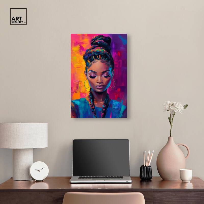 Bold Colorful Braids Canvas by Art Remedy, Gallery Wrapped