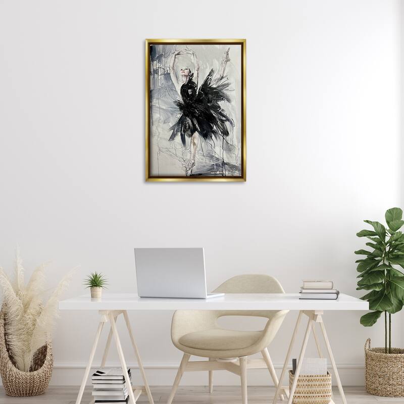 Stupell Graceful Dancer Abstract Framed Floater Canvas Wall Art Design By Lucille Lee