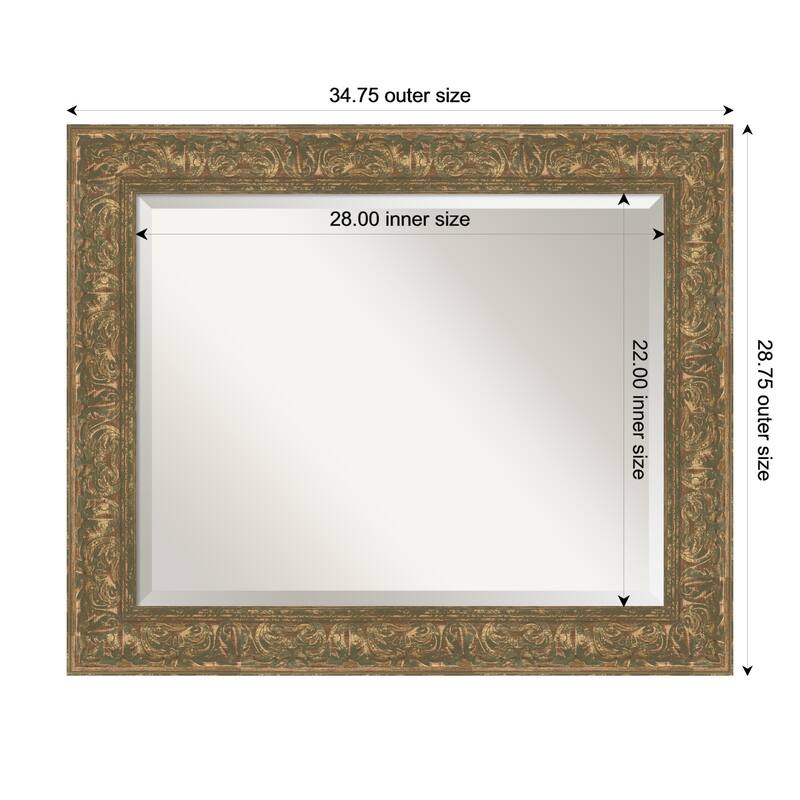 Luxe Beveled Framed Wall Mirror - 35 x 29 in - Luxe Bronze Gold