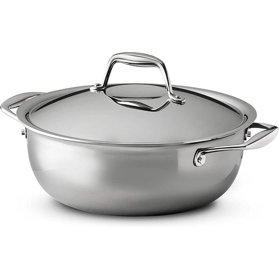 Tramontina 4-Quart Gourmet Stainless Steel Induction-Ready Tri-Ply Clad Covered Universal Pan