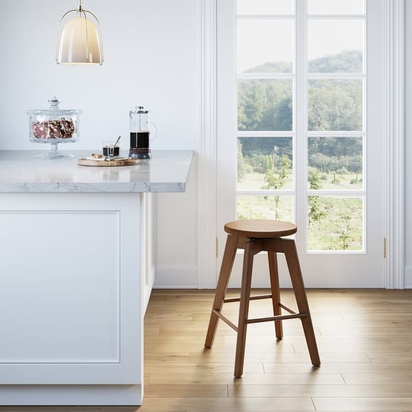 Nathan James Amalia Backless Counter Height 360 Swivel Seat Wood Bar