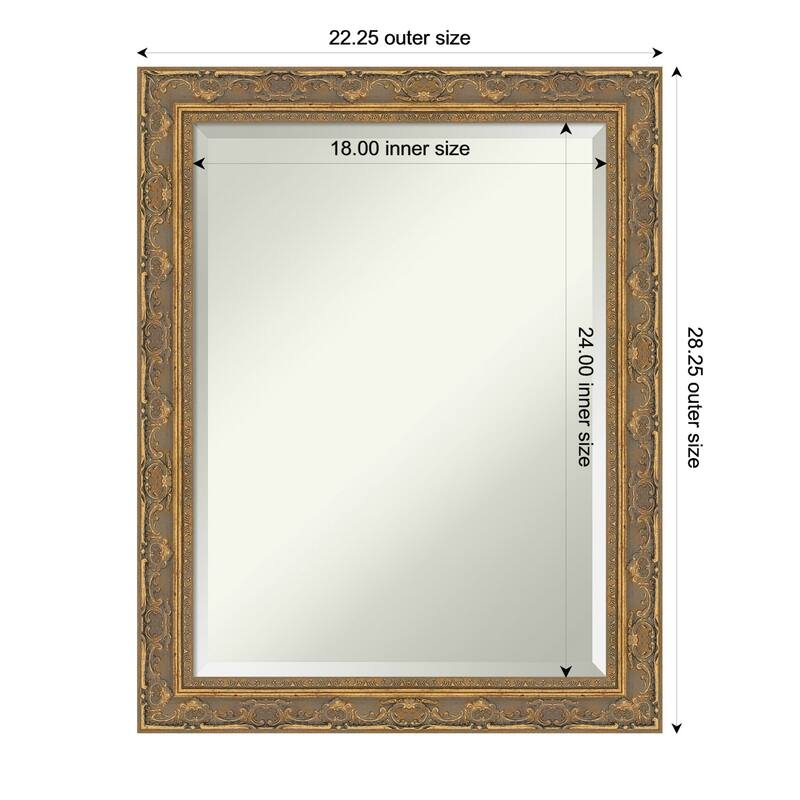 Filigree Beveled Framed Bathroom Vanity Wall Mirror - 22 x 28 in - Filigree Gold