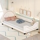 preview thumbnail 12 of 20, Twin Size Upholstered Daybed with Playful Carton Ears Shaped Headboard, Pink - Sturdy Wooden Frame, Comfortable Padding White