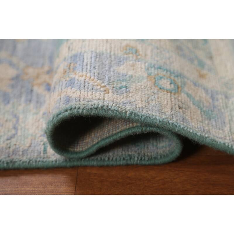 Hand Knotted Oriental 100% Wool Carpet Transitional Floral Navy Blue & Blues Oushak Area Rug - 2' 11'' X 2' 0''