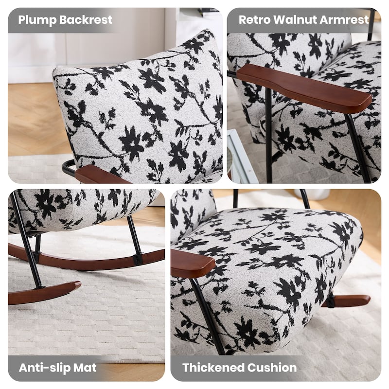 Modern Accent Chair Arm Chair Living Room Rocking Chair Metal Frame