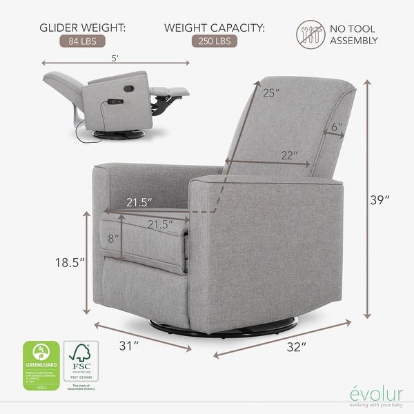 dimension image slide 2 of 3, Evolur Raleigh Glider with Massager