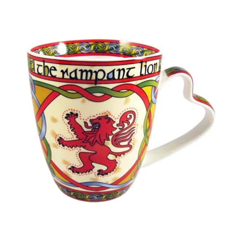 13oz Multi-Color Bone China Mug with Scottish Lion Rampant Heat Retaining and Dishwasher Safe