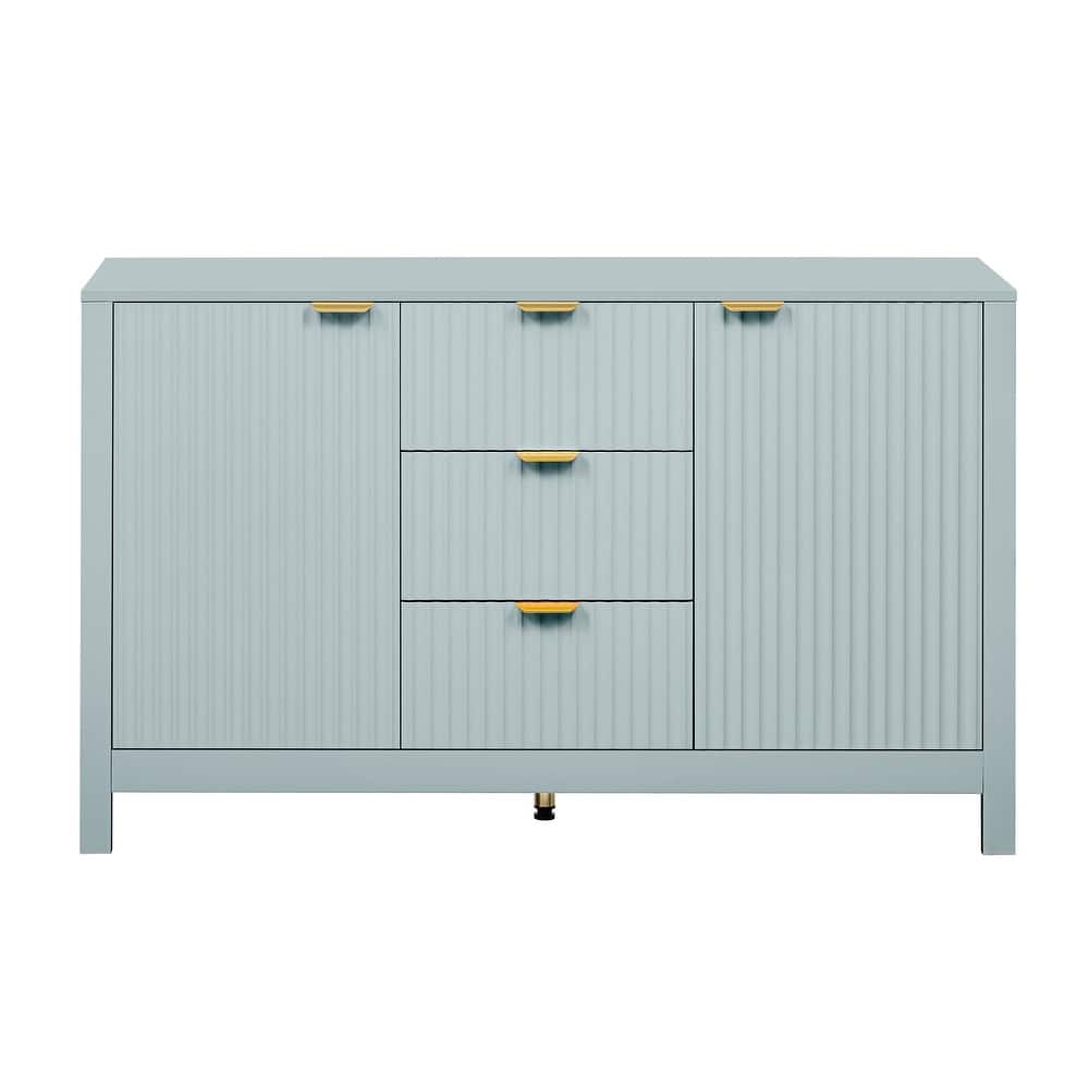 Storage Console Table with 3 Adjustable Shelves and 3 Drawers, Modern 47.2" Sideboard Buffet Cabinet with Aluminum Handles
