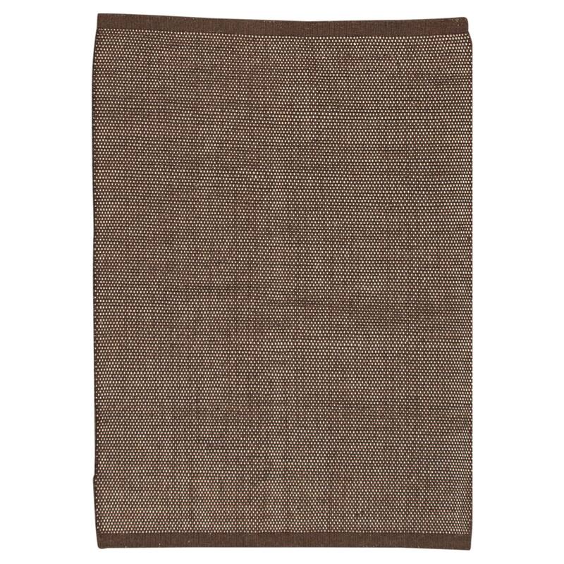 ECARPETGALLERY Hand Loomed Bungalow Wool Dhurrie - 5'6" x 7'5" - Dark Brown