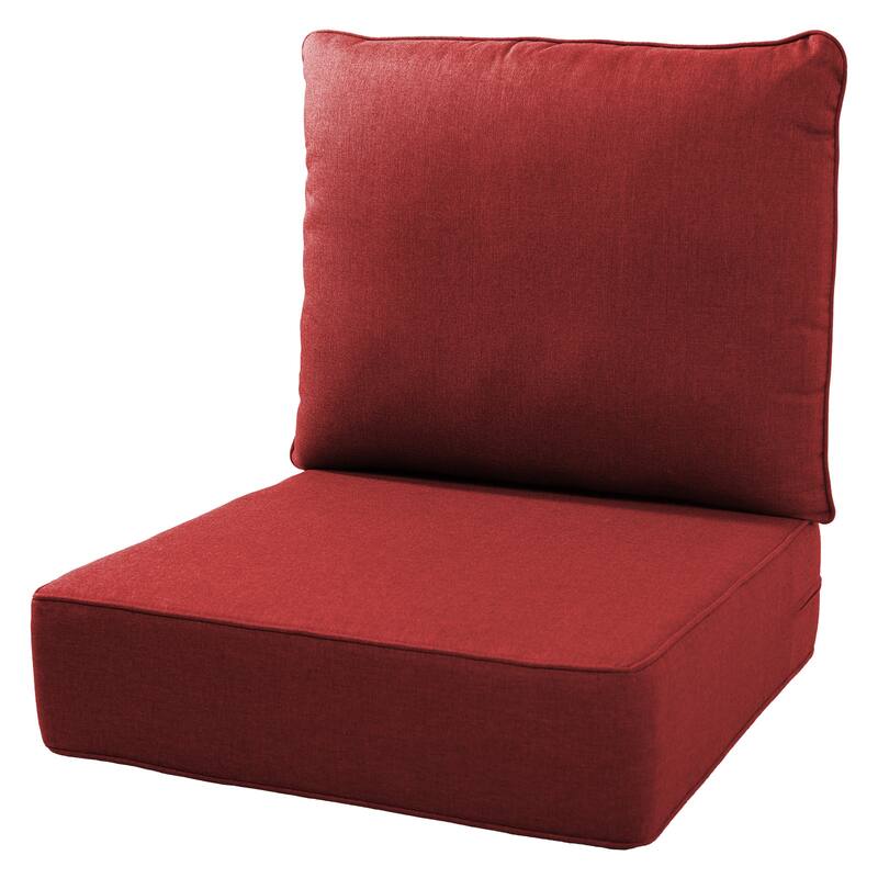 Gymojoy 24"x22"x6" Patio Thick Cushions & Pillows Set - Deep Seat Indoor/Outdoor Water & Fade Resistant - One Set - Red