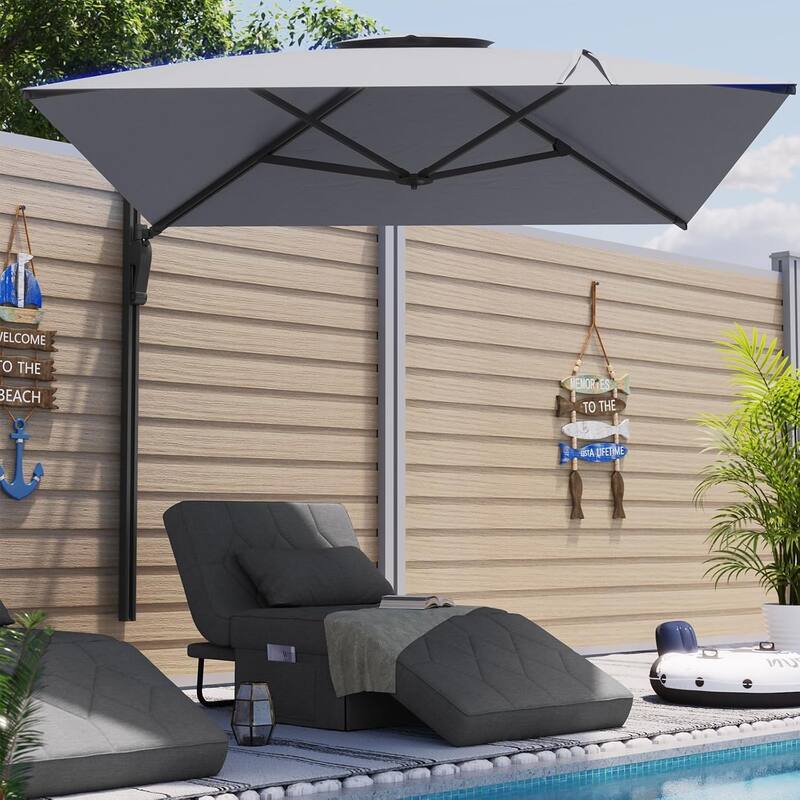 AECOJOY 10 FT. Wall Mount Umbrella Outdoor Patio, Large Patio Rectangular Aluminum Cantilever Umbrellas