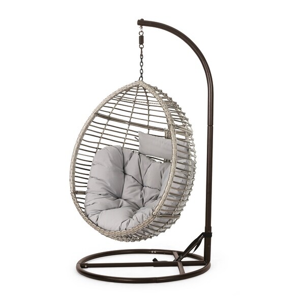 Layla Outdoor Hanging Wicker Basket Chair by Christopher Knight