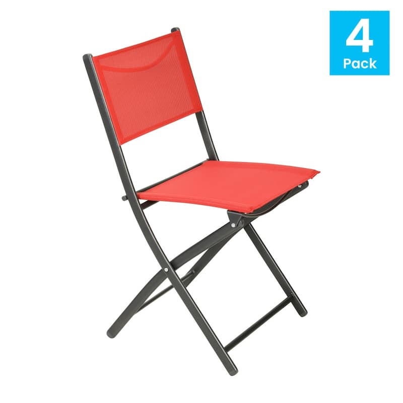 2 Pack Commercial Outdoor Flex Comfort Folding Chair with Metal Frame