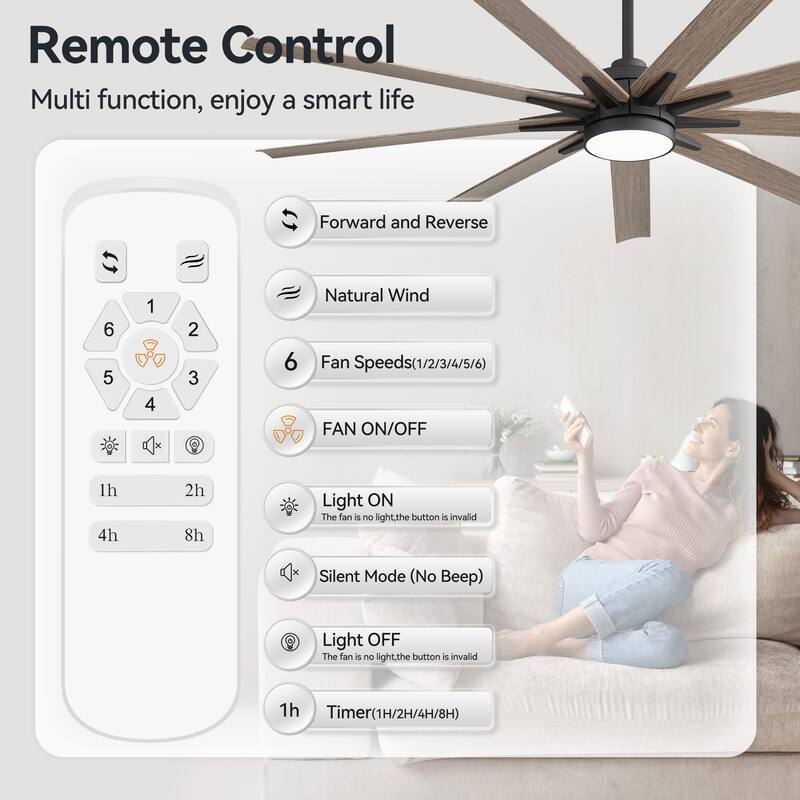 65" Modern Integrated LED Ceiling Fan with Light and Remote