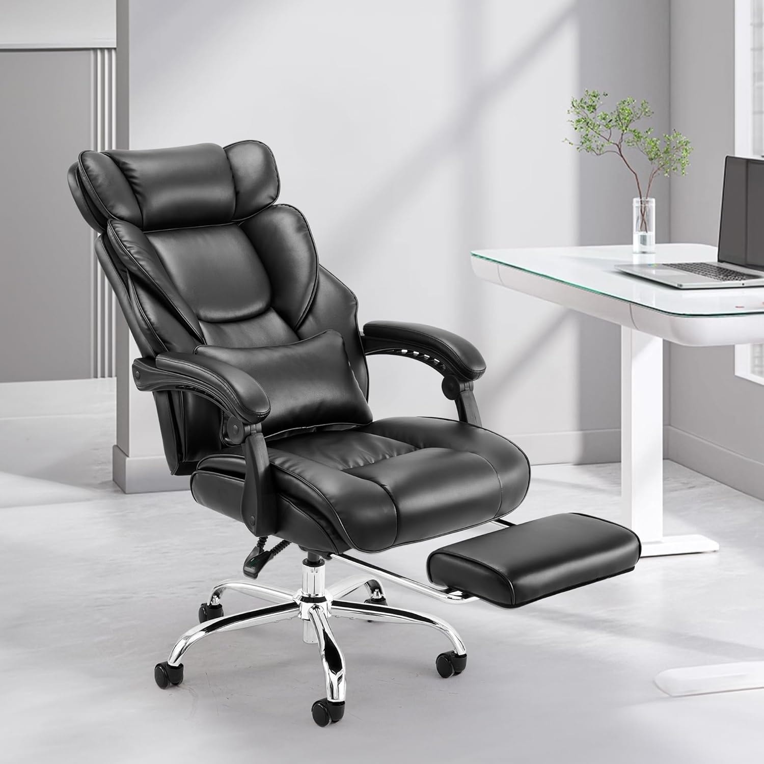 Ergonomic reclining online chair with footrest