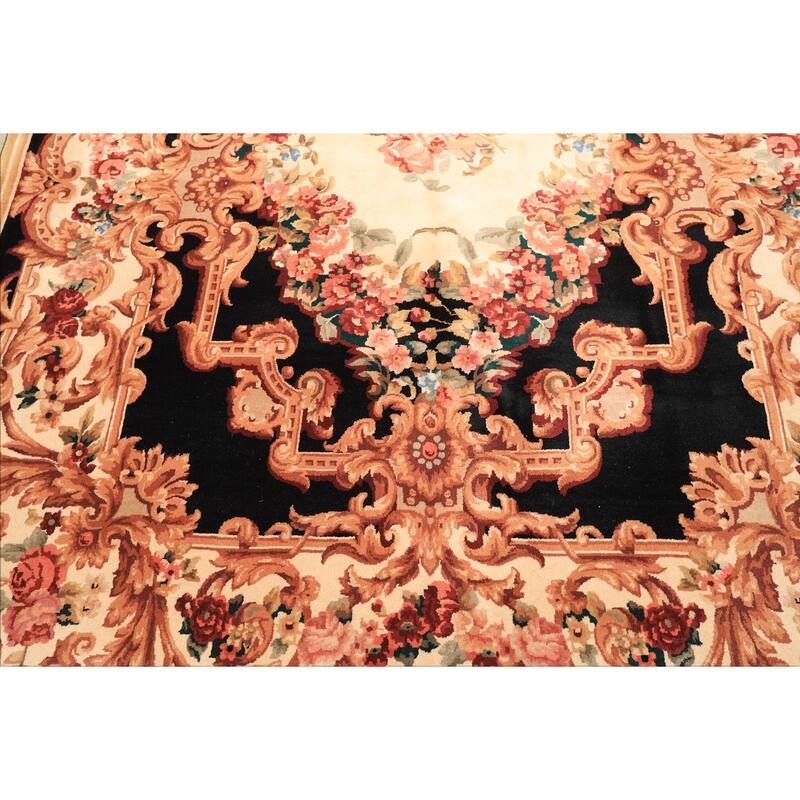 6x9 Hand Knotted Wool Ivory French Aubusson Savonnerie Botanical 300 KPSI Rug - 6' x 9'