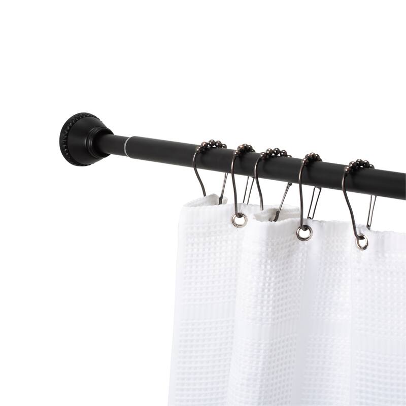Bath Bliss Decorative Tension Shower Rod in Matte Black - Matteblack
