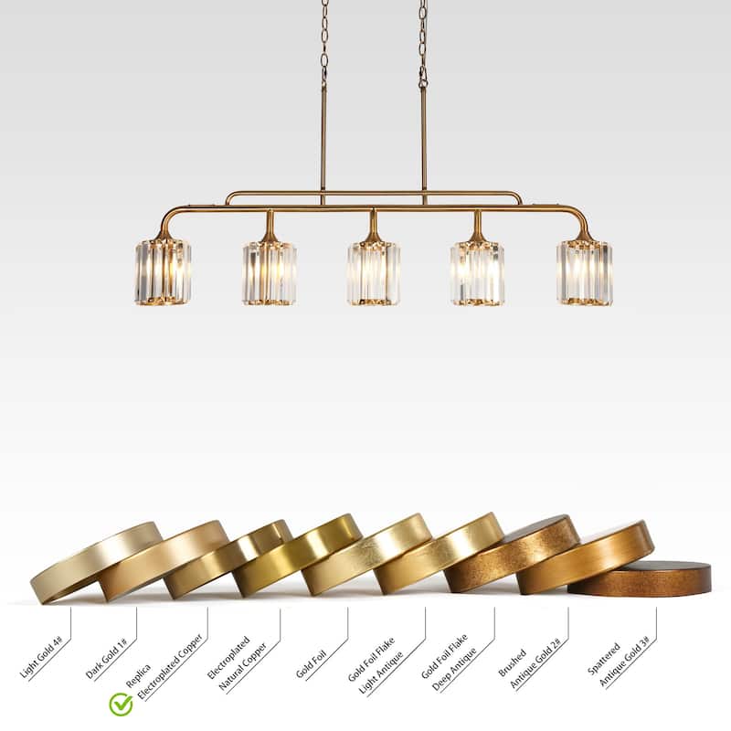 Modern 5-Light Crystal Chandeliers 47 IN Wide Island Lights for Kitchen Island