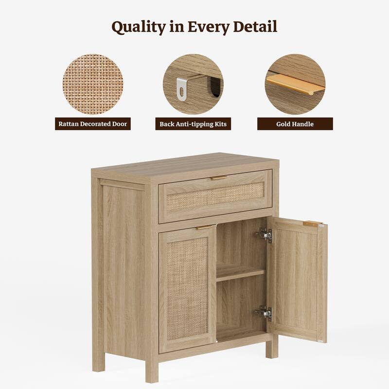 SICOTAS Farmhouse Sideboard Buffet Cabinet Set of 2 with Drawer - N/A