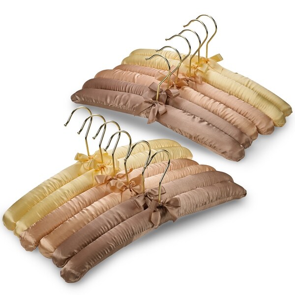 Padded Hangers Premium Heavy Duty Satin Anti Slip - Earthtone, Set of 12. Opens flyout.