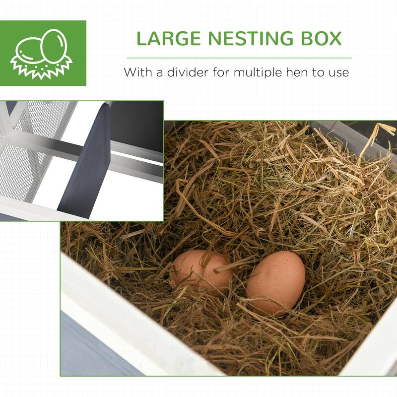 PawHut 76" Wooden Chicken Coop with Outdoor Run, Nesting Box, Tray, Door