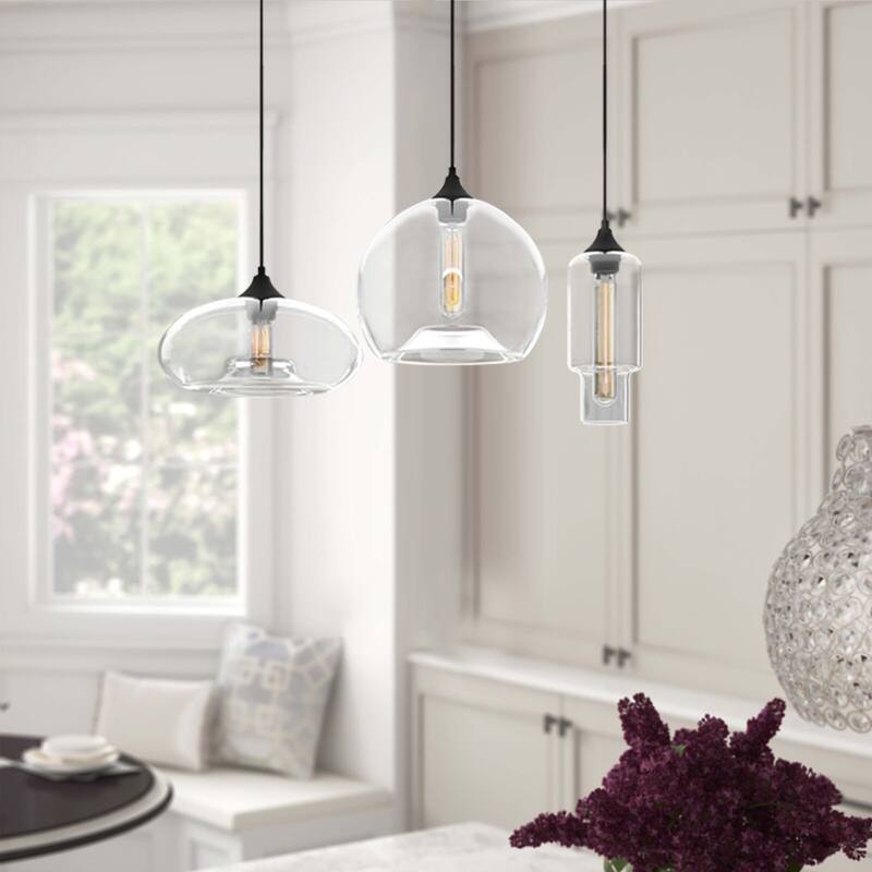 3-Light Modern Glass Cluster Pendant Light with Clear Glass Globe for Kitchen Island Dining/ Living Room