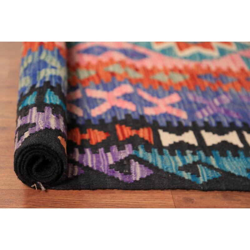 Reversable Kilim Oriental Area Rug Hand-Woven Wool Carpet - 10'1"x 12'7"