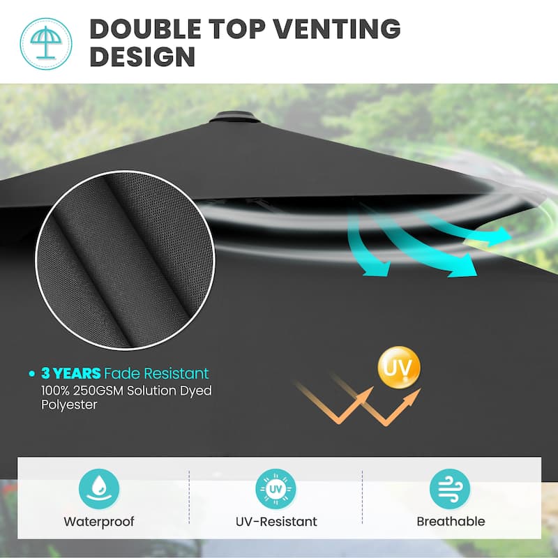 Outdoor 10ft Double Top Patio Cantilever Umbrella with Cross Base by Crestlive Products