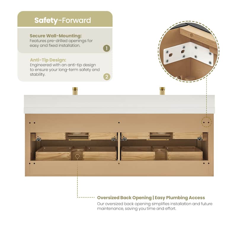 Barcelona Floating Bath Vanity with Quartz Stone Top without Mirror