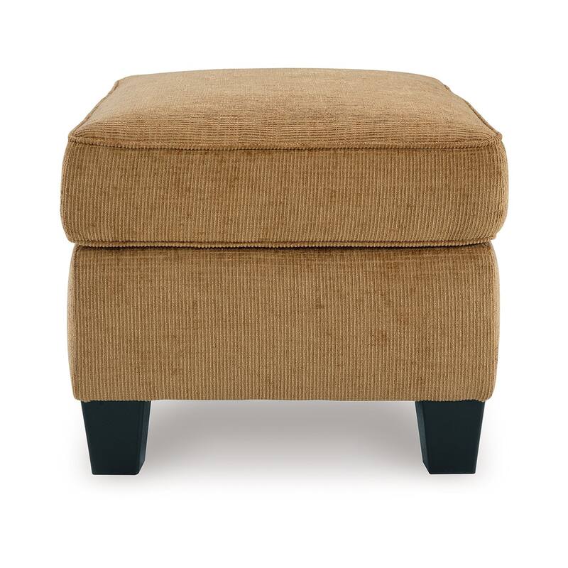 Erin Ottoman with Corner Block Frame, 33 Inch Light Brown Polyester
